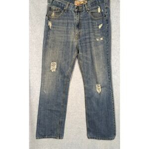 Wide Leg Distressed Jeans Men 36x32 100% Cotton Grunge Beach Beer